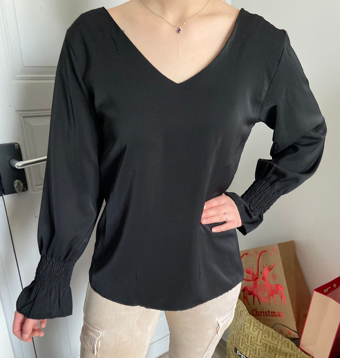 Top blouse dos nue noir