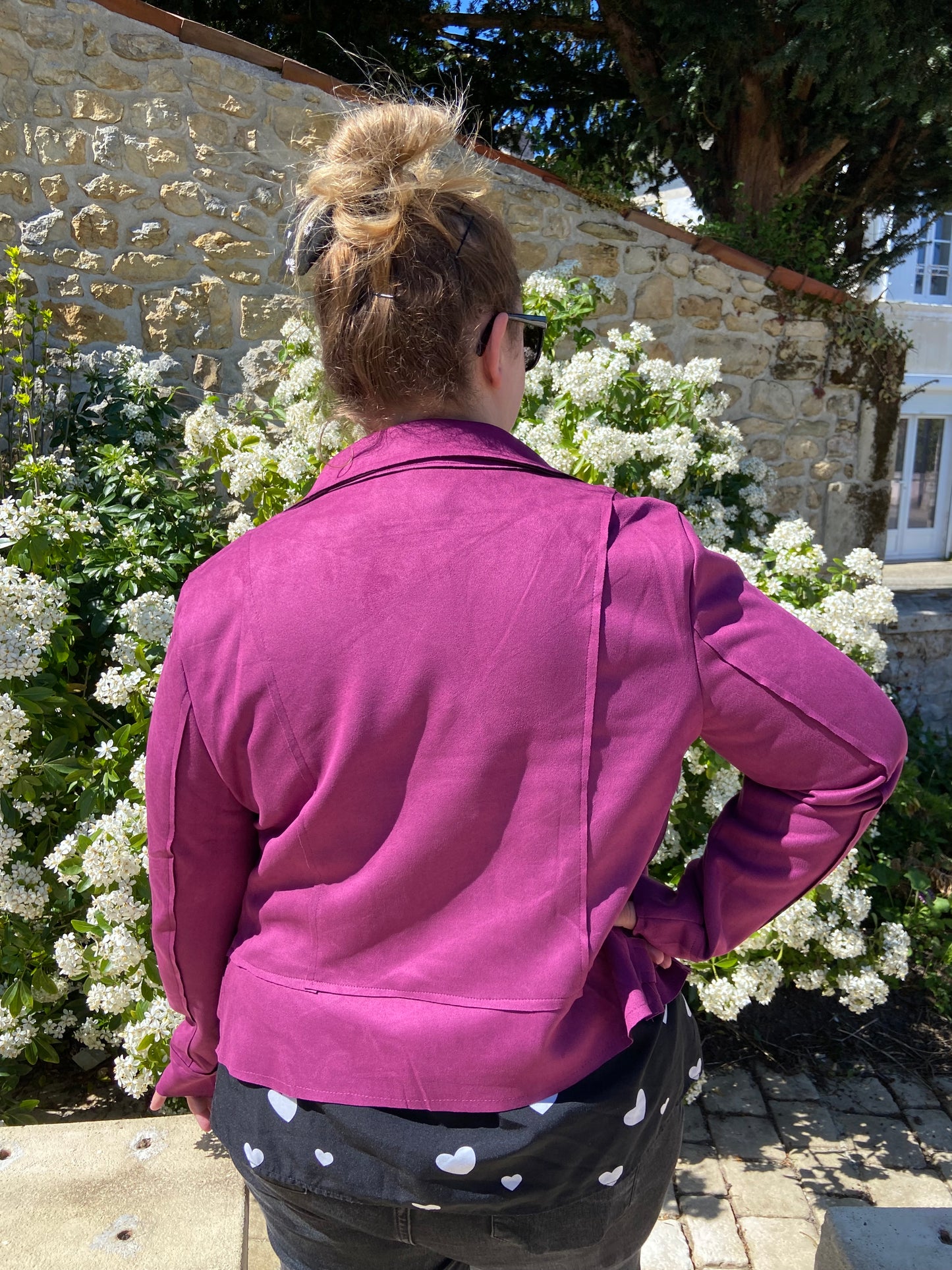 Veste en suédine mauve