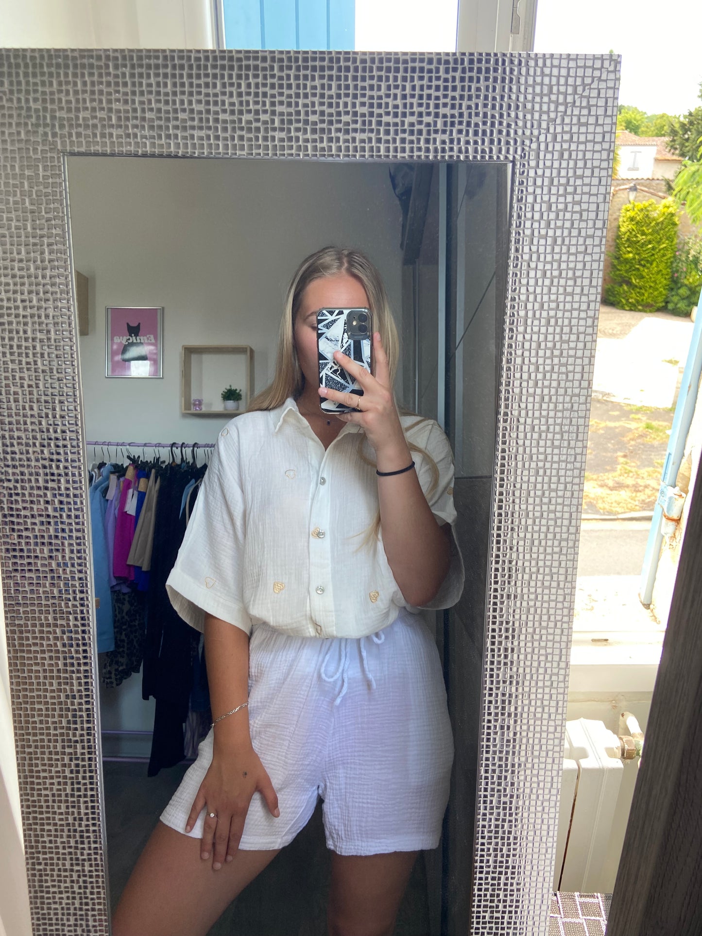 Chemise crème cœur