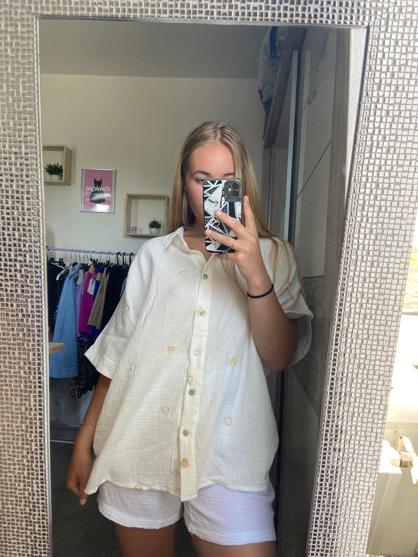 Chemise crème cœur