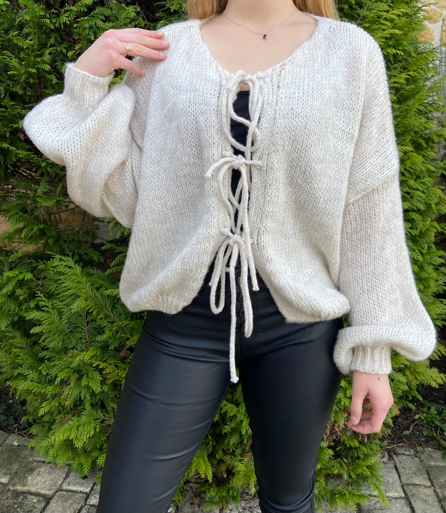 Cardigan noeud beige