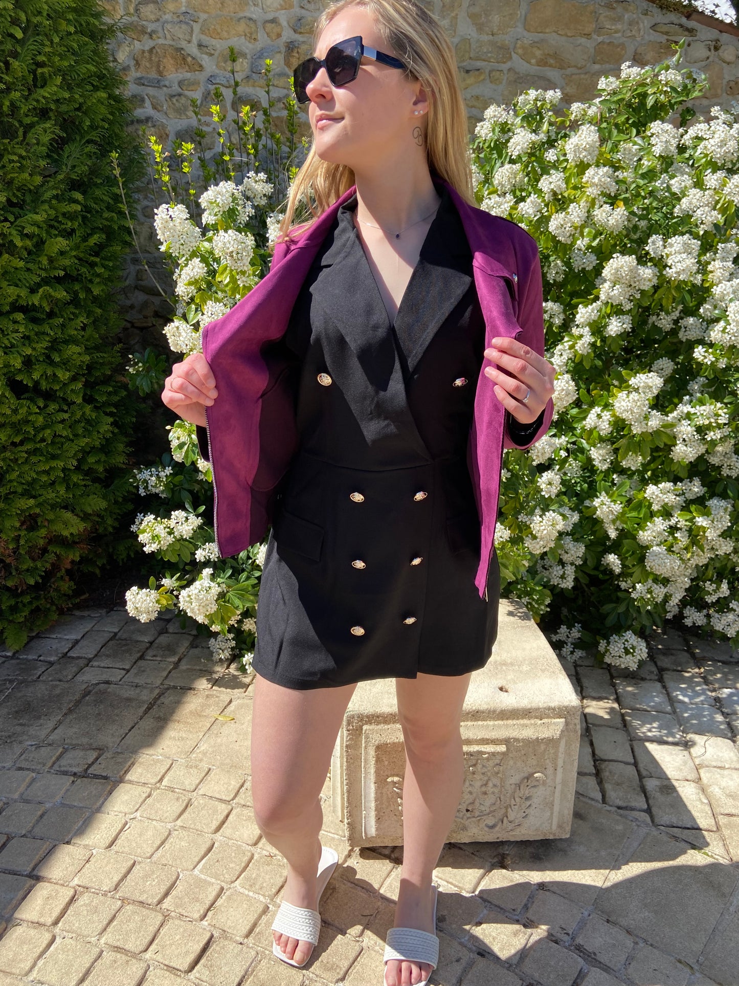 Veste en suédine mauve
