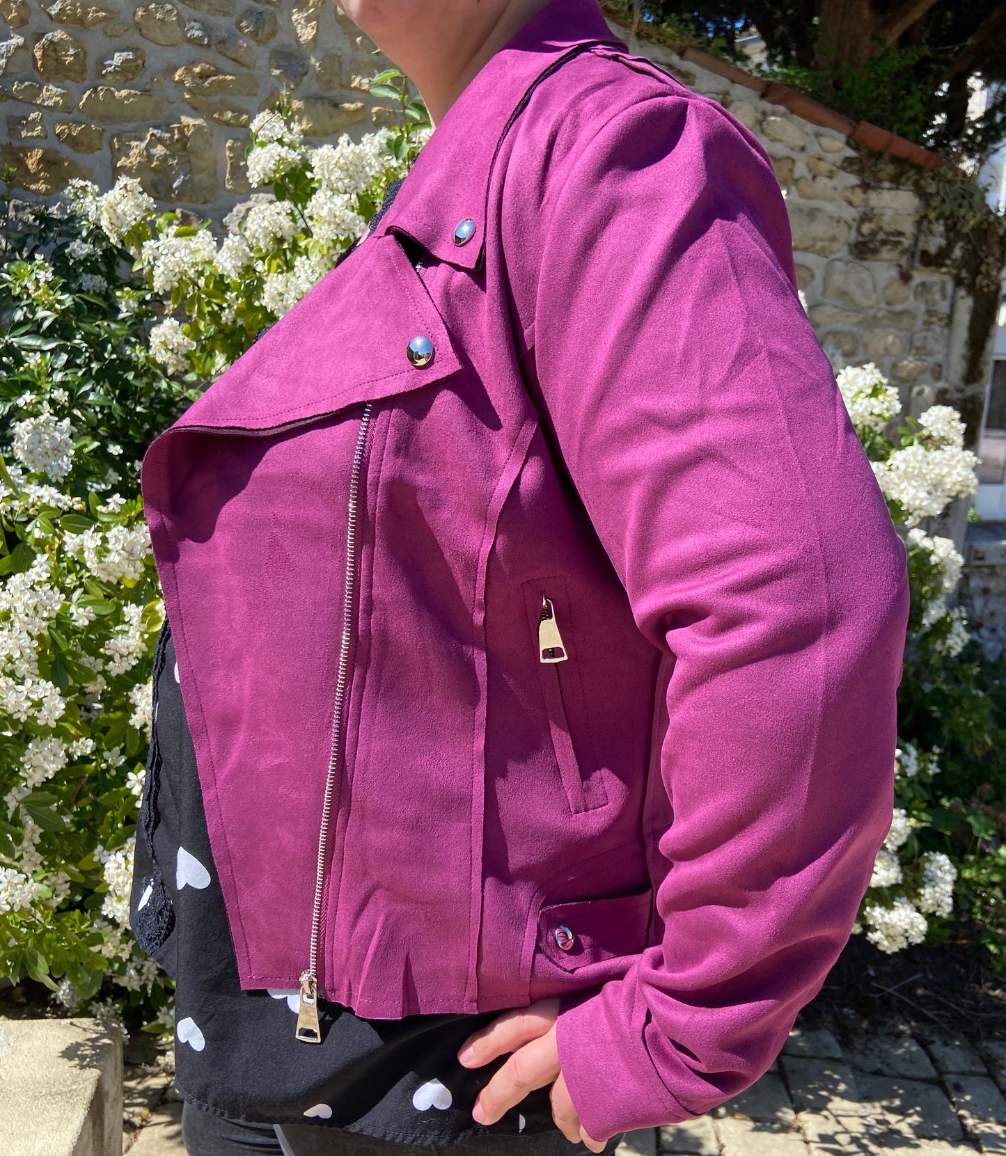Veste en suédine mauve