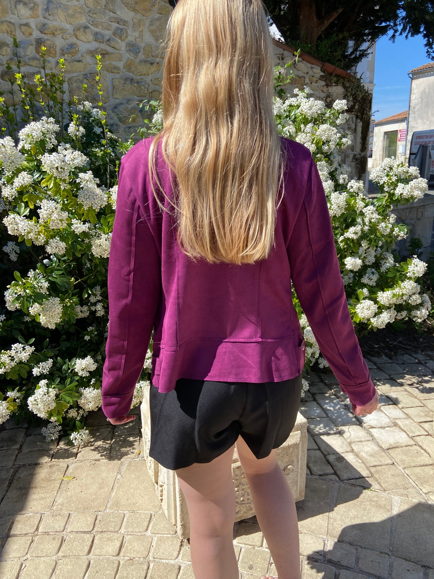Veste en suédine mauve