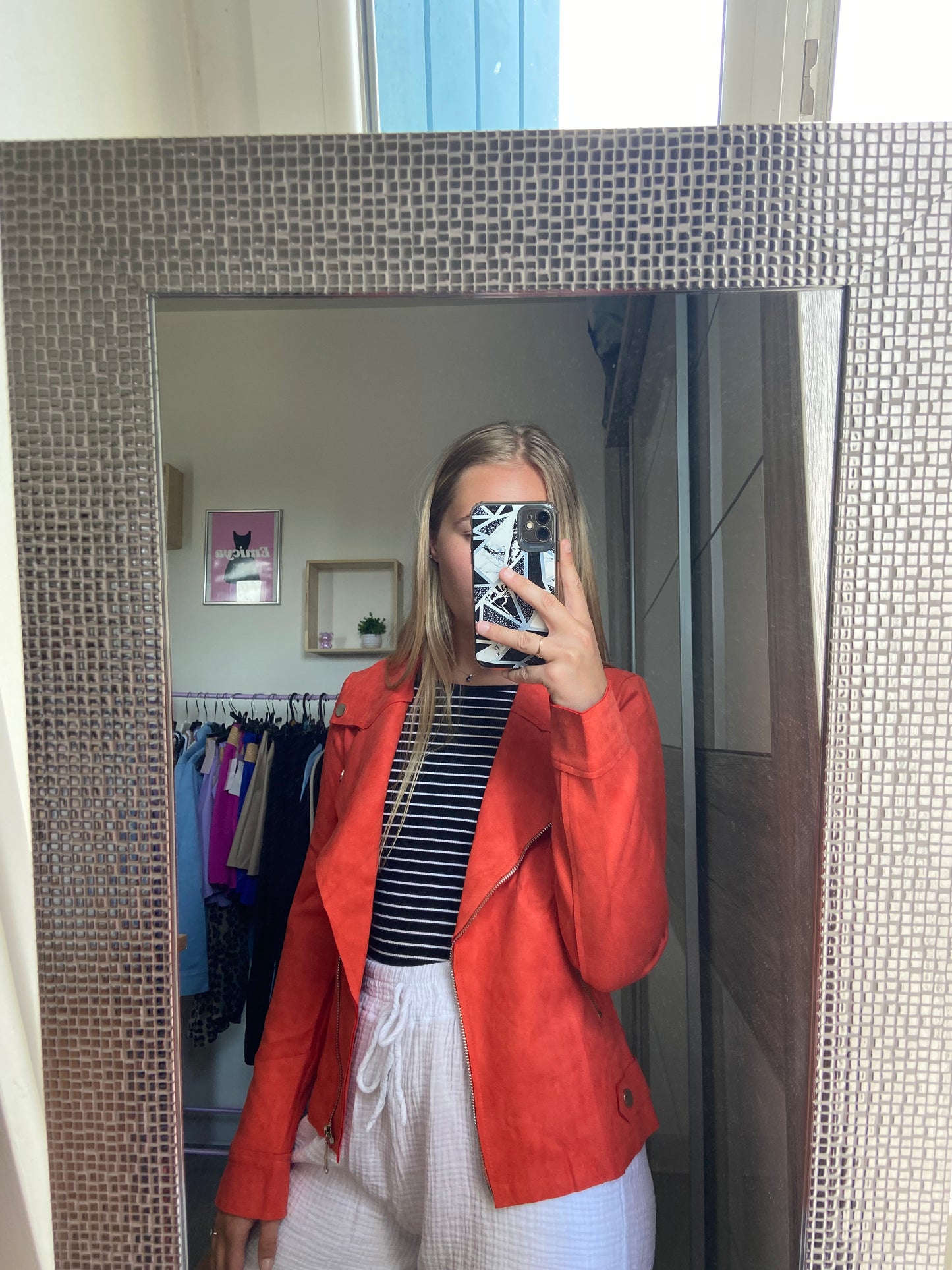 Veste en suédine orange