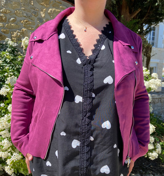 Veste en suédine mauve