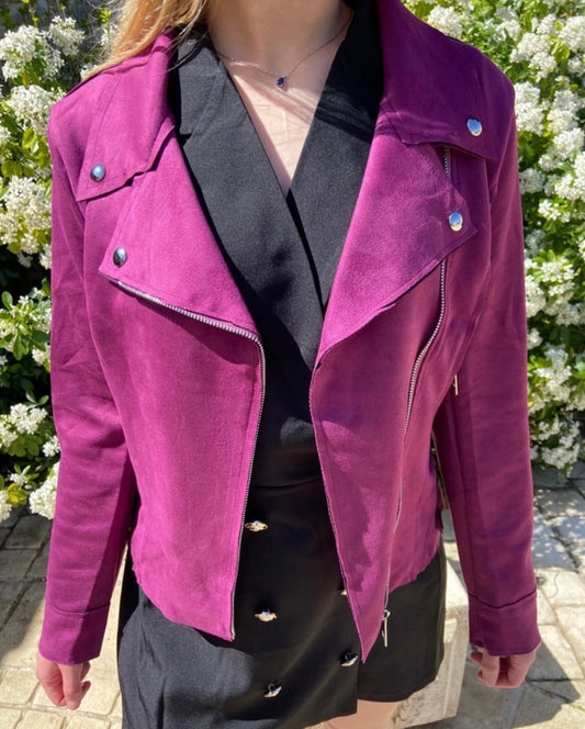 Veste en suédine mauve