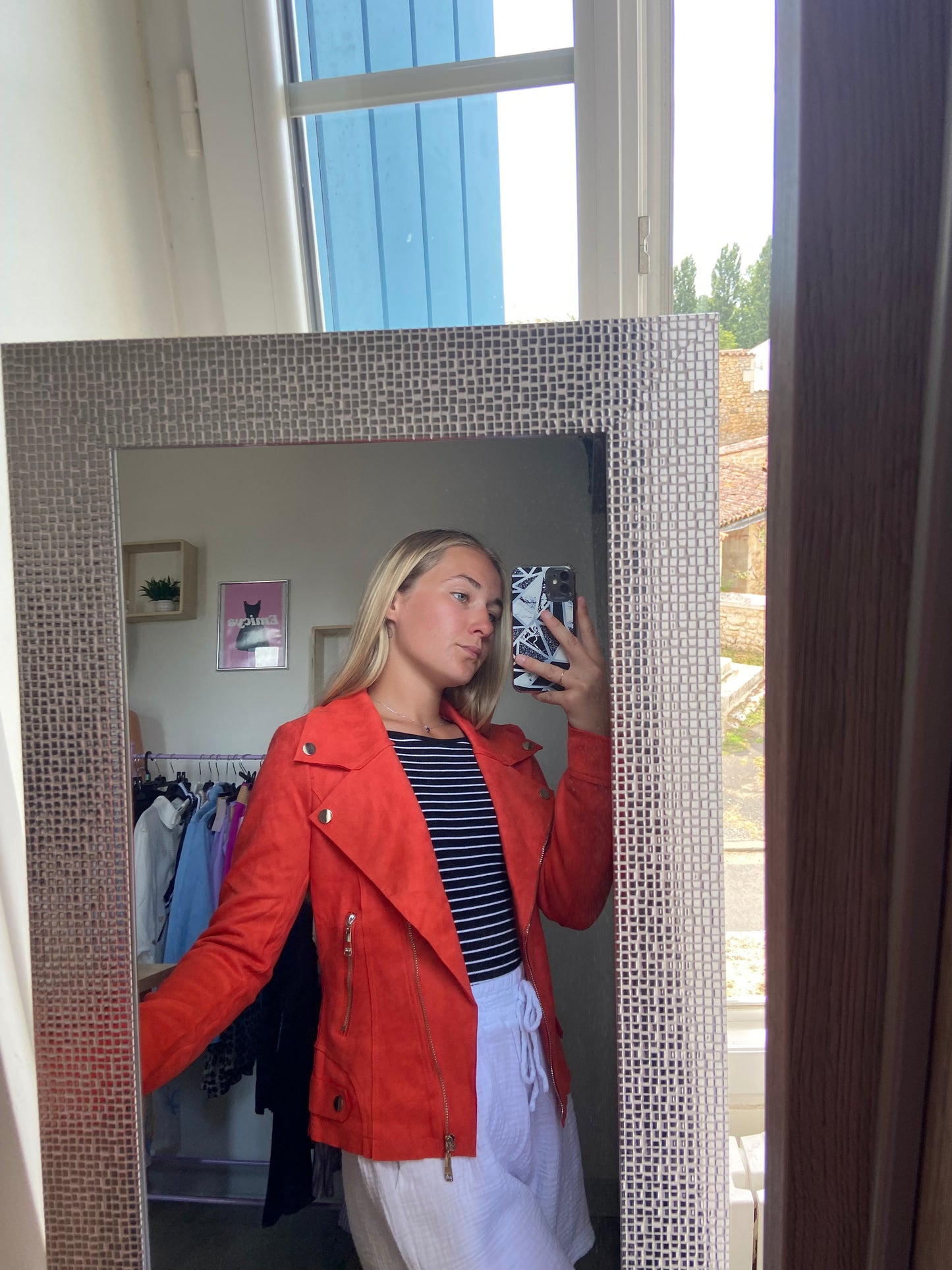 Veste en suédine orange