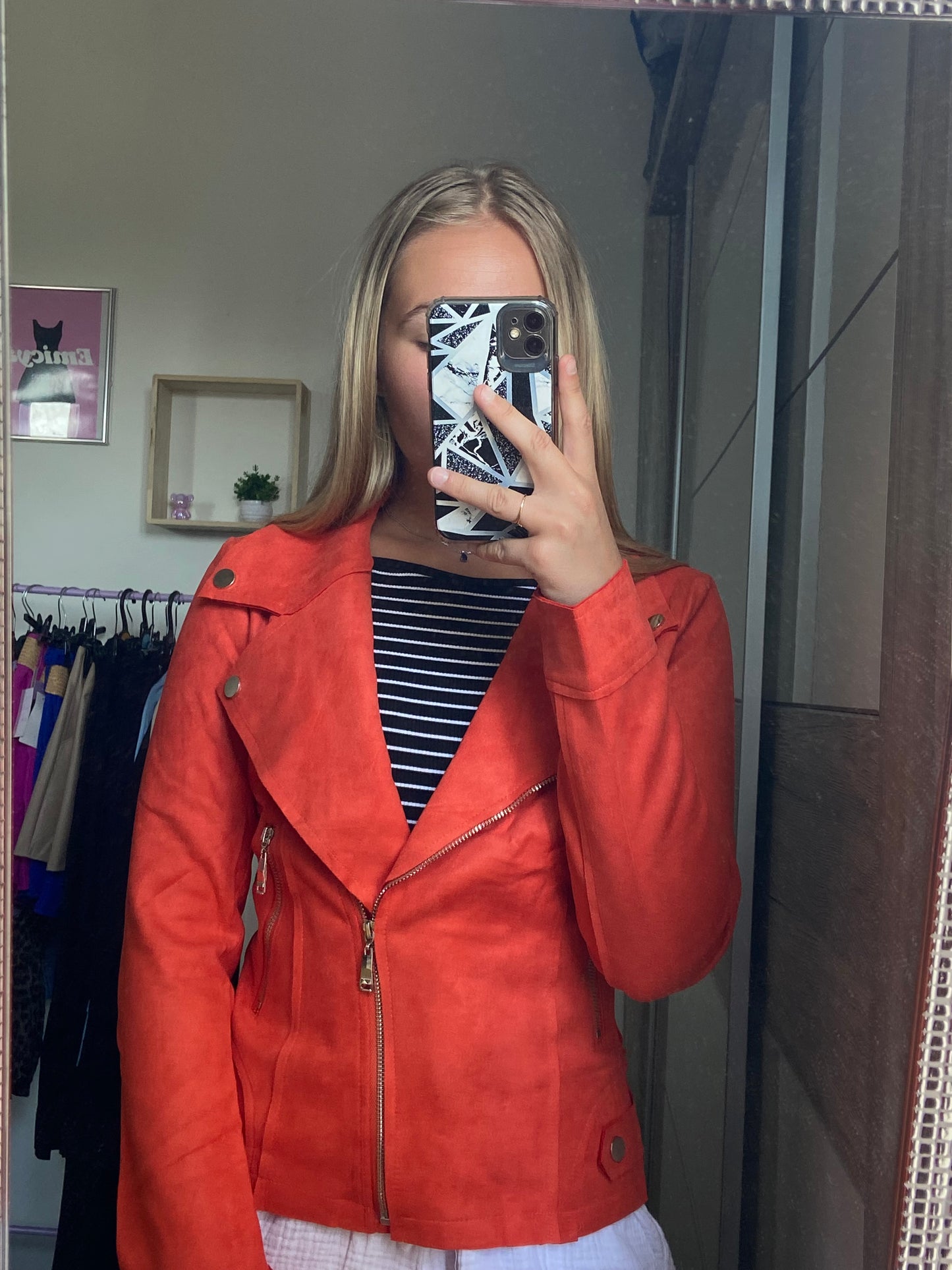 Veste en suédine orange