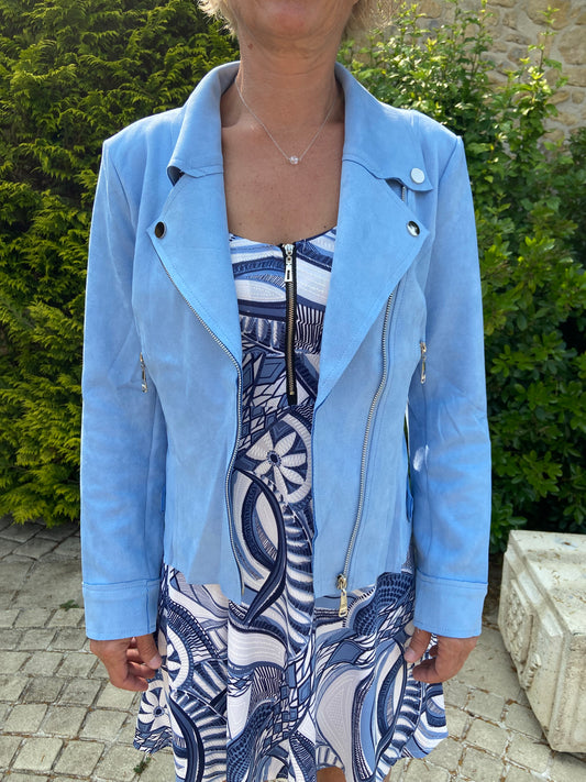 Veste en suédine bleu